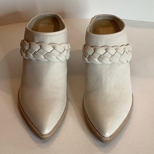 Dolce Vita Serla Braided Ivory Nubuck  Leather Western Heel Mule in size 7.5M